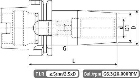 Cone Indução Térmica HSK DIN 69893 Desenho Técnico